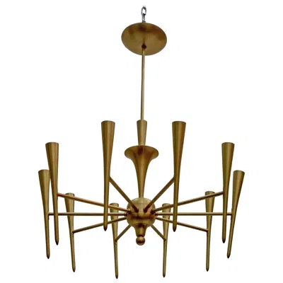 Pre-owned Lightolier Italian Mid-century  Style Brass Chandelier In Brown