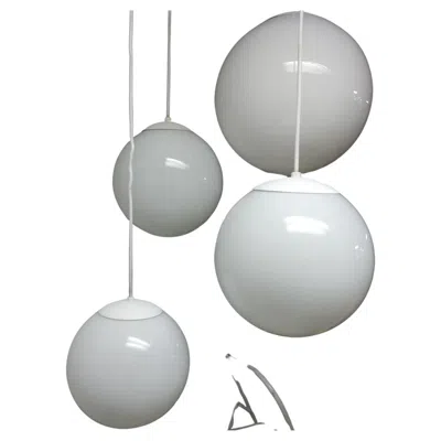 Pre-owned Lightolier Large Mid Century Modern Four Globe Milk Glass Pendant Chandelier In Transparent