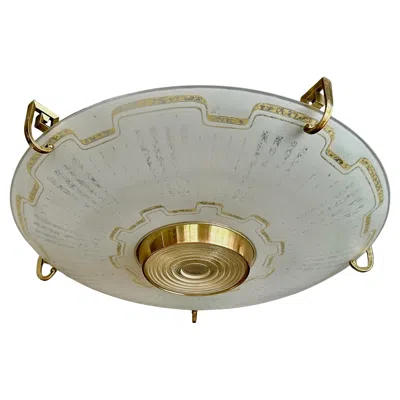 Pre-owned Lightolier Large Mid-century  Pacemaker Flush Mount In Transparent