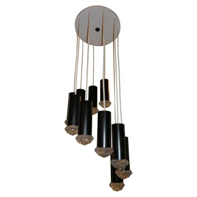 Pre-owned Lightolier Marvelous  10 Cylinder Light Chandelier Flush Light Mid-century Modern In Black