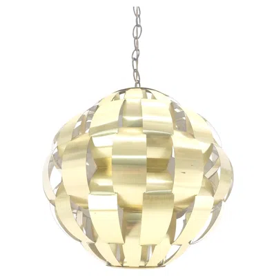 Pre-owned Lightolier Max Sauze Brass Ribbon Mid Century Modern Light Fixture Chandelier Pendant In Sand