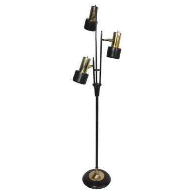 Pre-owned Lightolier Mid Century Black And Gold Adjustable Floor Lamp By Thurston For