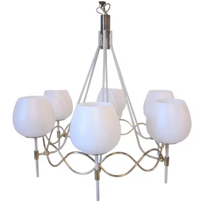 Pre-owned Lightolier Mid Century Brass Sculptural Chandelier In Transparent