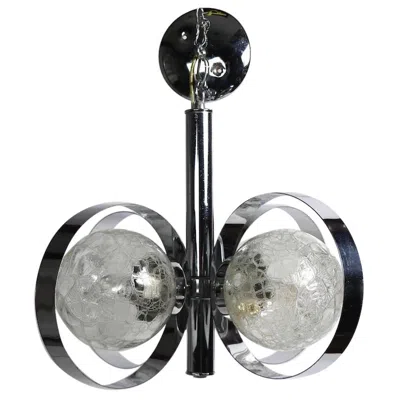 Pre-owned Lightolier Mid Century Chrome And Glass Chandelier In Transparent