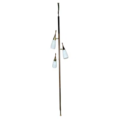 Pre-owned Lightolier Mid Century Danish Modern Tension Pole Lamp 1950s ,  3 Glass Shades In Brown