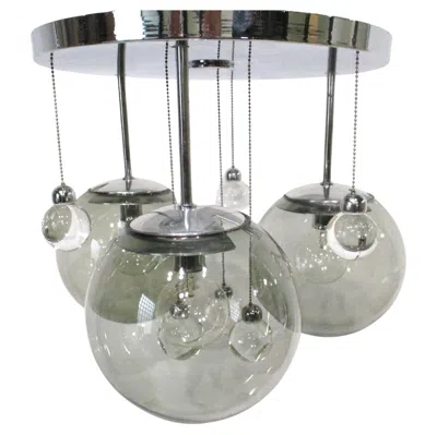 Pre-owned Lightolier Mid Century Hanging Bubbles Ceiling Light (a) In Transparent
