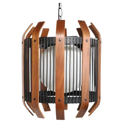 Pre-owned Lightolier Mid Century Hanging Cage Form Chandelier C. 1950's In Brown