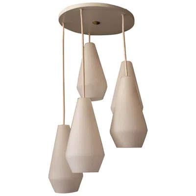 Pre-owned Lightolier Mid Century Modern Multi-light Frosted Glass Pendant Chandelier By  In Brown