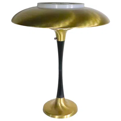 Pre-owned Lightolier Mid Century Mushroom Form Table Lamp Att. To Gerald Thurston C 1950's In Brown