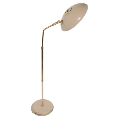 Pre-owned Lightolier Mid Century Saucer Shade Floor Lamp Designed By Gerald Thurston For  In Sand