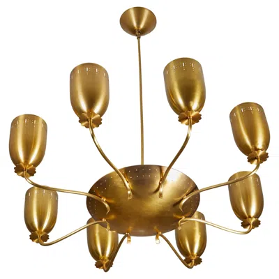 Pre-owned Lightolier Mid-century Brass  Chandelier In Black