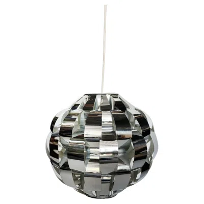 Pre-owned Lightolier Mid-century Chromed Metal Woven Ribbon Chandelier By Max Sauze For  In Transparent