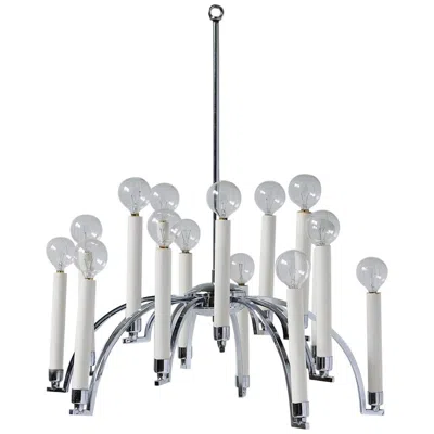Pre-owned Lightolier Midcentury Modern 14-arm Chrome Chandelier By  In Clear