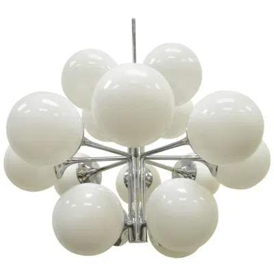 Pre-owned Lightolier Mid-century Modern  Atomic Chrome And Glass Sputnik Style Chandelier In Transparent