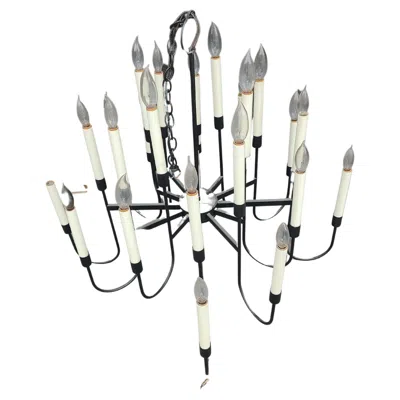 Pre-owned Lightolier Mid-century Modern Sculptural Black Iron Chandelier By