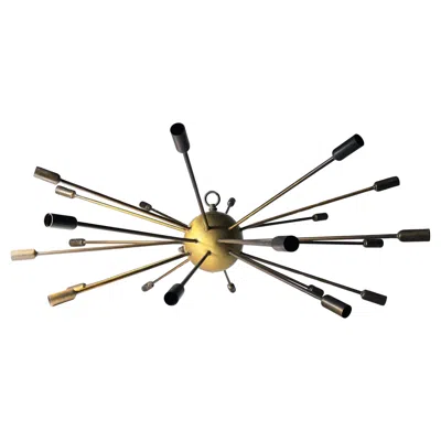 Pre-owned Lightolier Midcentury Vintage Large Original Extreme Sputnik Chandelier In Black
