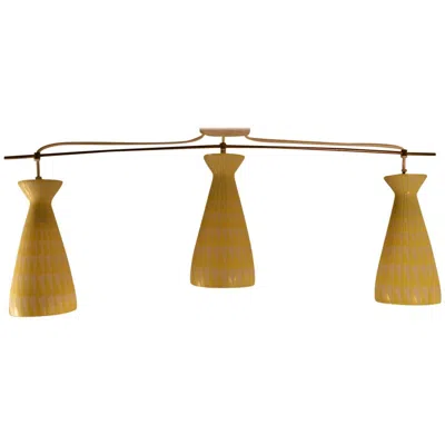 Pre-owned Lightolier Modernist Three-light Fixture In Brown