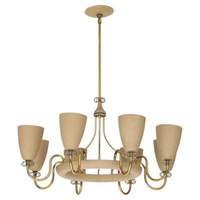 Pre-owned Lightolier Paavo Tynell For  Eight-light 'ballerina' Chandelier, 1950s In Sand