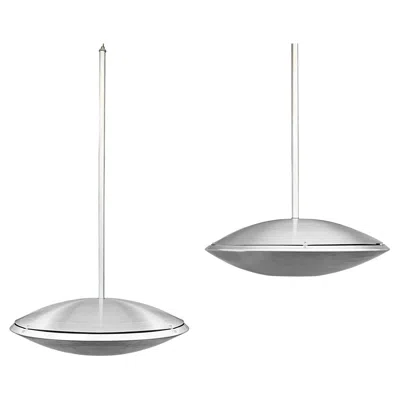 Pre-owned Lightolier Pair Of Aluminum Saucer Lamps Space Age Mid-century Modern In Transparent