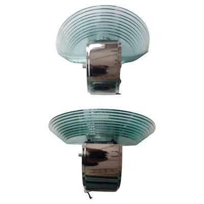 Pre-owned Lightolier Pair Of  Scalini Chrome W Stacked Glass Art Deco Post Modern Sconces In Transparent