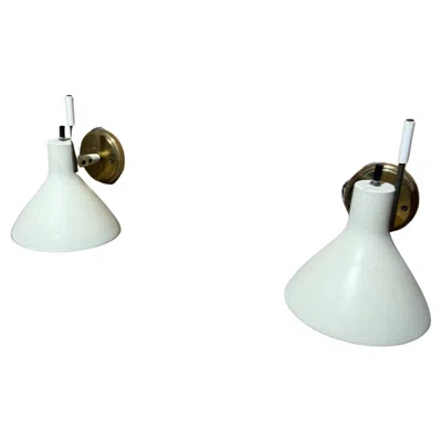 Pre-owned Lightolier Pair Of  Wall Sconces Mid Century Modern In Transparent