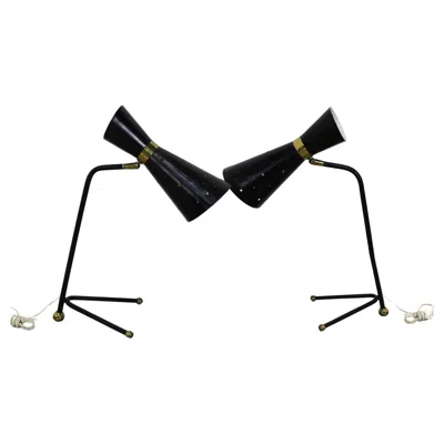 Pre-owned Lightolier Pair Of Midcentury Desk Lamps In Black