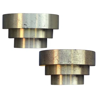 Pre-owned Lightolier Pair Of Minimalist 3 Tiered Brass Plated Sconces By  In Brown