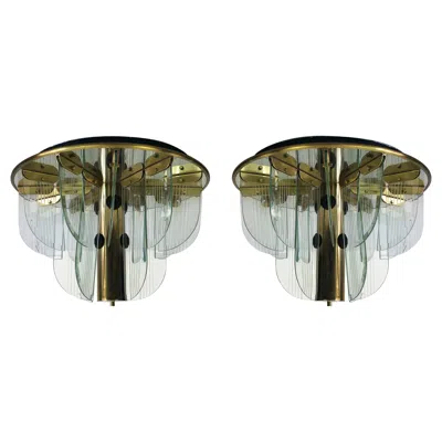 Pre-owned Lightolier Pair Of Mount Ceiling Lights Attributed To  In Transparent
