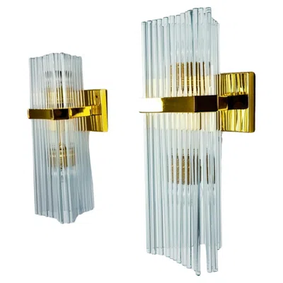 Pre-owned Lightolier Pair Of Wall Lights By Sciolari For , Italy, 1970 In Transparent