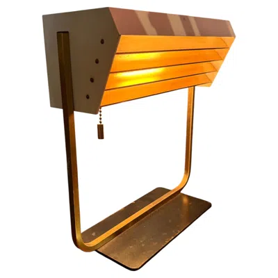 Pre-owned Lightolier Seldom Seen Gerald Thurston For  Modernist Louvered Desk Lamp In Brown