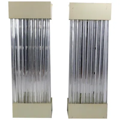 Pre-owned Lightolier Six Architectural Scale Lucite And Steel Box Sconces In Transparent