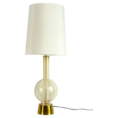 Pre-owned Lightolier Venetia Glass & Brass Table Lamp In Sand
