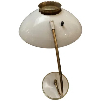Pre-owned Lightolier 'vintage Desk Lamp By , White Metal Shade & Brass Arm, 1970s"