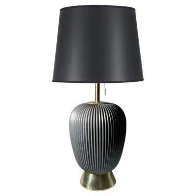 Pre-owned Lightolier Vintage Gerald Thurston For  "studio Porcelains" Dark Gray Table Lamp