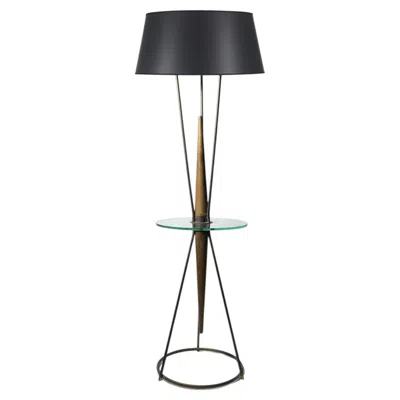Pre-owned Lightolier Vintage Italian Influenced Floor Lamp / Glass Table By Majestic In Brown