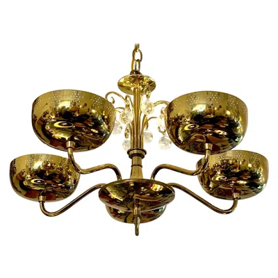 Pre-owned Lightolier Vintage  5-light Perforated Brass Chandelier In Brown