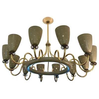 Pre-owned Lightolier Vintage Twelve (12) Light "ballerina" Chandelier By Paavo Tynell For  In Brown