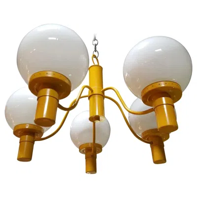 Pre-owned Lightolier Yellow Chandelier, Mid-century Modern