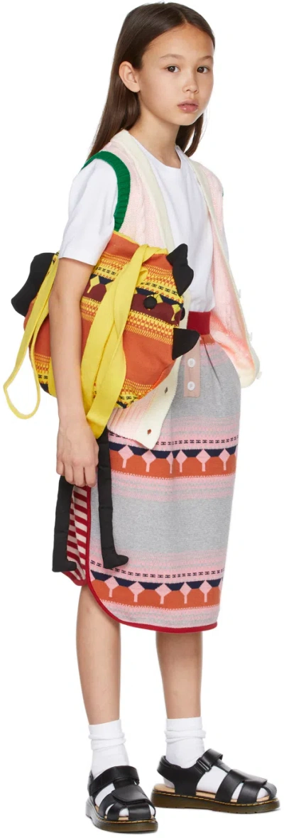 Ligne Noire Kids Multicolor Jacquard Stripes Skirt In Red