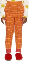 Ligne Noire Kids Orange Check Lounge Pants In Orange