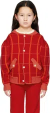 Ligne Noire Kids Red Check Bomber Jacket In Red
