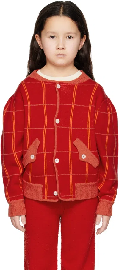 Ligne Noire Kids Red Check Bomber Jacket