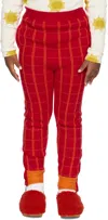 Ligne Noire Kids Red Check Lounge Pants In Red