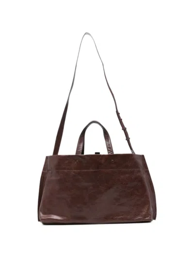 Lihann George Elli Leather Tote Bag In Bordeaux