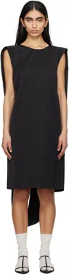 Lii Black Shoulder Loop Midi Dress In Black