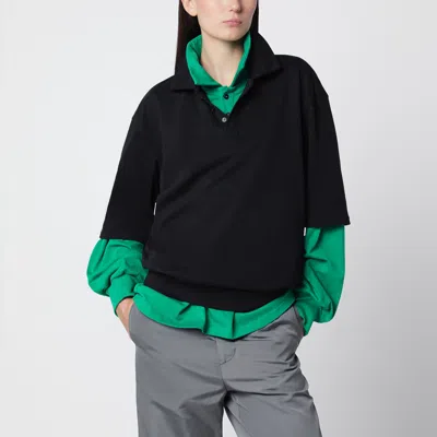 Lii Black/green Layered Cotton Sweatshirt In Blue