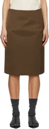 Lii Brown Stiff Midi Skirt In Brown