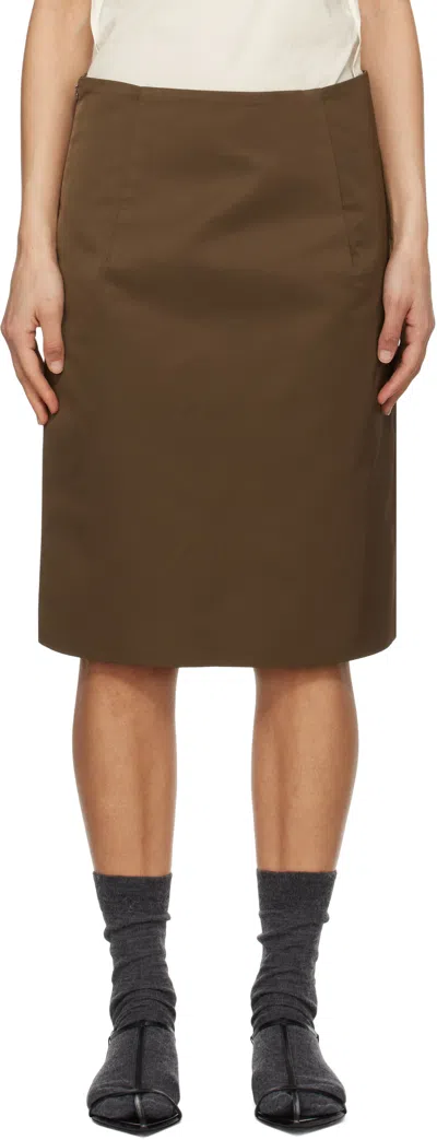 Lii Brown Stiff Midi Skirt