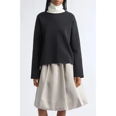 Lii Contrast Jersey Turtleneck In Black