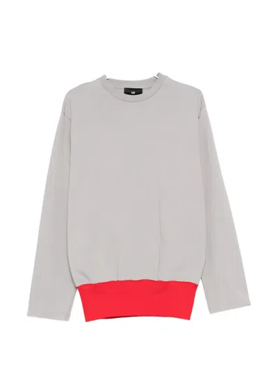 Lii Contrast-hem Long-sleeve T-shirt In Gray